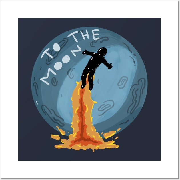 Astronout to the Moon Wall Art by RiyanRizqi